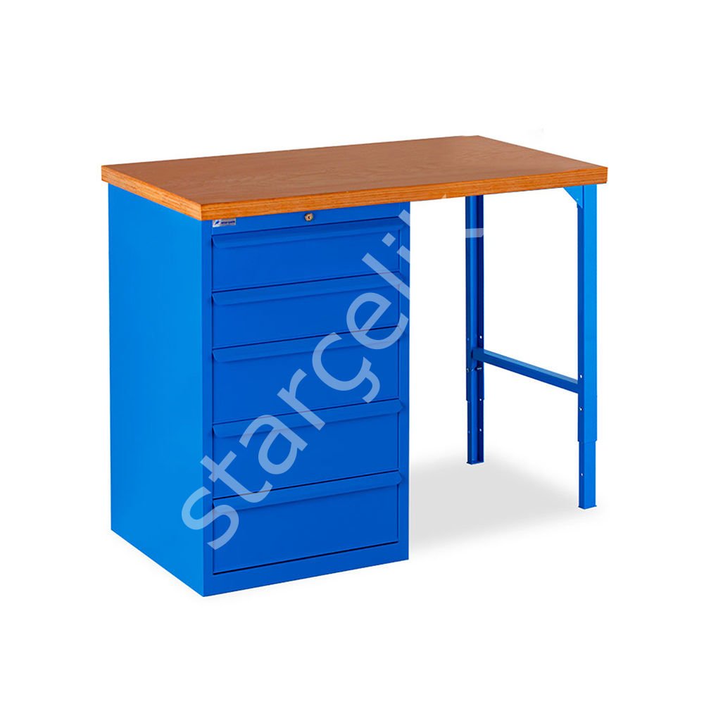 5 Çekmeceli Çalışma Tezgahı (1250x650x30 mm )